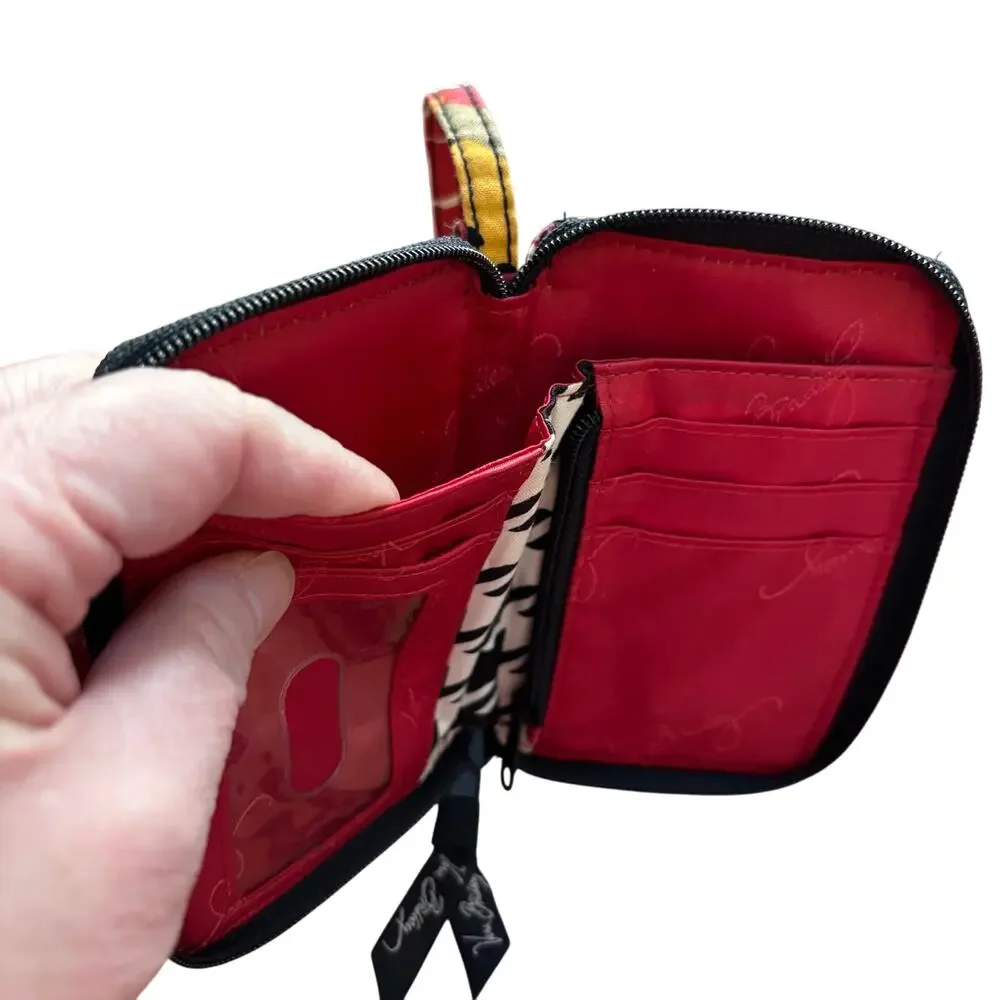 Vera Bradley wristlet wallet quilted cotton gold red black mini zip around style